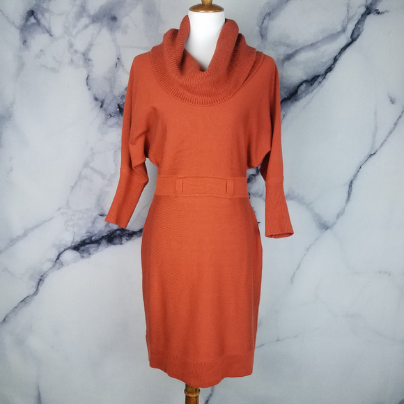 Eliza J Dresses & Skirts - Eliza J Sweater Dress 8 Burnt Orange Dolman Sleeve